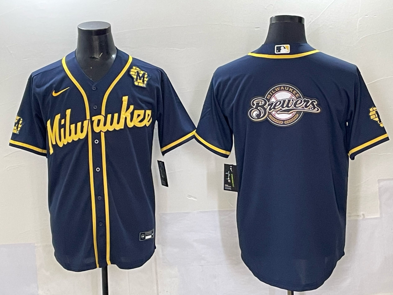 Men Milwaukee Brewers Blank Blue 2025 Nike MLB Jersey style 012->milwaukee brewers->MLB Jersey